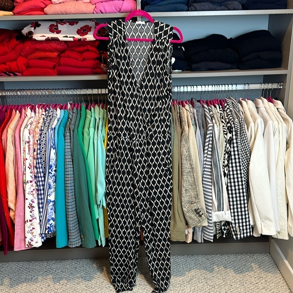 Cache black/white print sleeveless jumpsuit size XS
